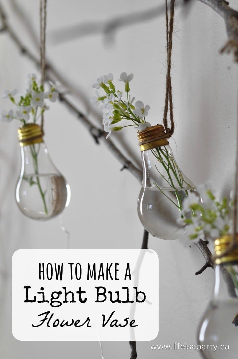 Diy light bulb flower vase
