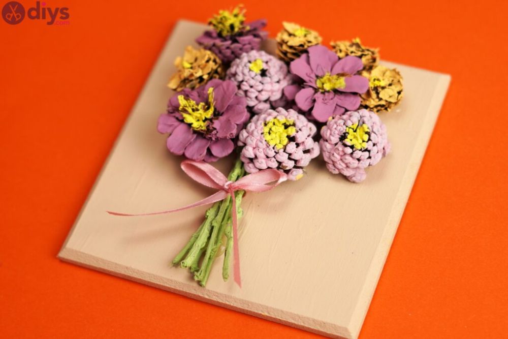 Diy pinecone flower wall art