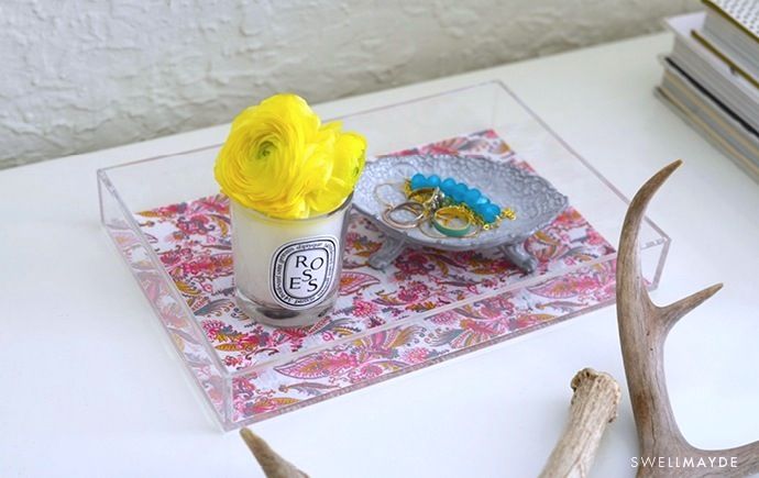 Spring floral lucite tray